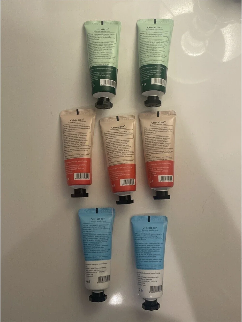 Cristalbox Natural Pure Hand Cream Coconut, Grapefruit, Avocado- Set Of 7 -20g